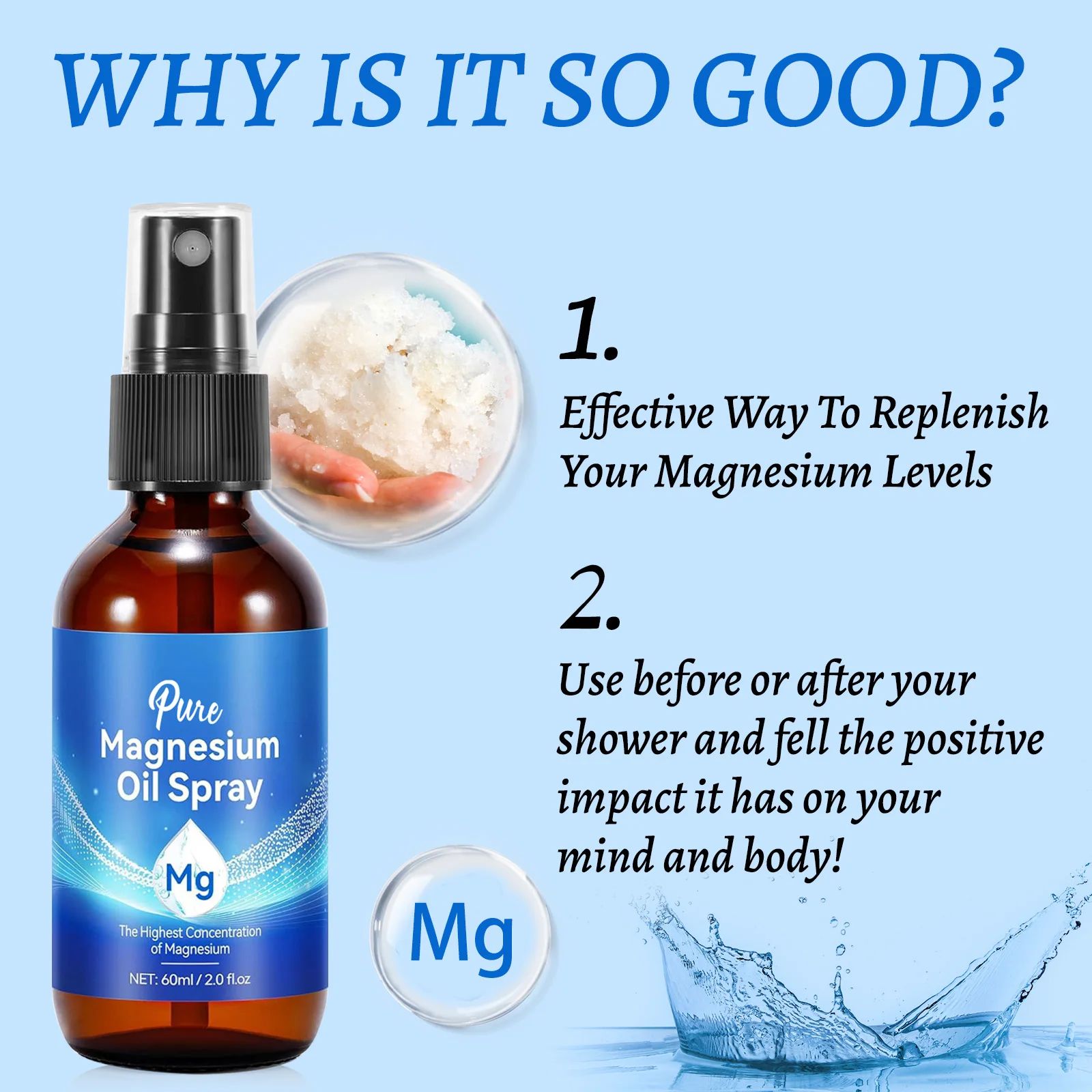 Magnesium Oil Spray 60ml Muscl - огляд і ціна Bath Salts Magnesium