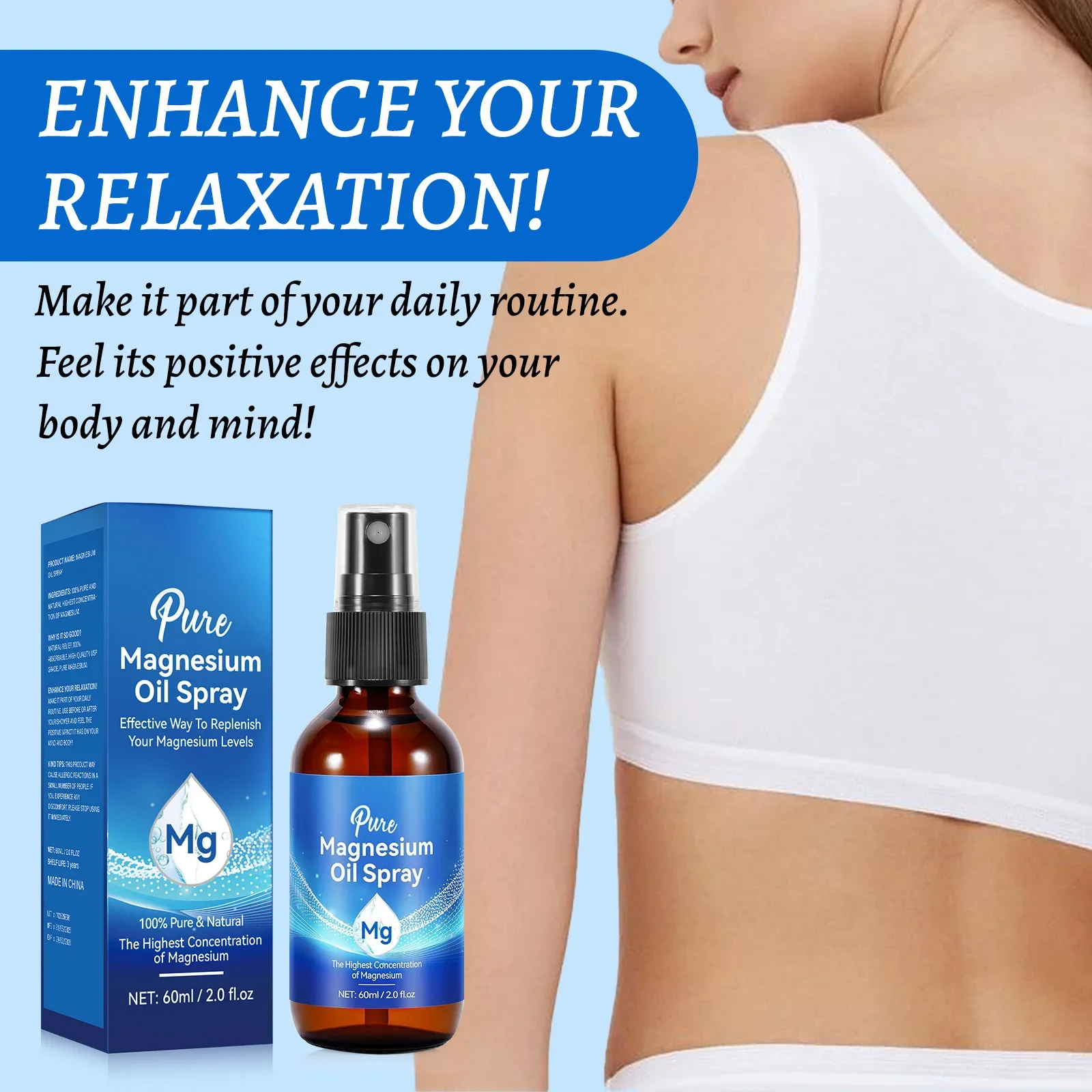 Magnesium Body Oil Spray 60ml  - огляд і ціна Bath Salts Magnesium